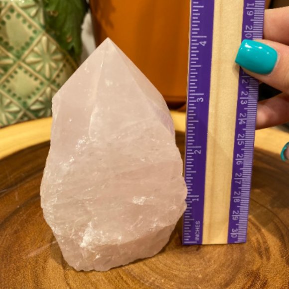 Rose Quartz Polished Point, Boho Decor, Crystal Grid Points, Healing, Love Stone - Picture 3 of 4